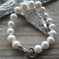 Echtes Perlenarmband mit Echt Silber Herz-Verschluss,Traumhaft schönes Perlenarmband mit Silber Herz,Perlenarmband Hochz Bild 3