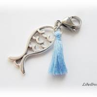 Ein Charm Fisch mit Quaste - Schmuckanhänger,Wechselanhänger,Geschenk,Muttertag,maritim,.blau Bild 2