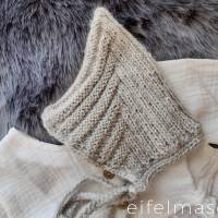Wunderbar zarte weiche Mütze aus Alpaka. Farbe beige/grau, Größe 1-3 Monate Bild 3