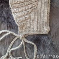 Wunderbar zarte weiche Mütze aus Alpaka. Farbe beige/grau, Größe 1-3 Monate Bild 5