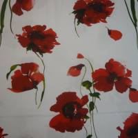 14,00 EUR/m Baumwolle Stoff Mohnblumen rot auf weiß / COQUELICOTS Bild 1