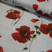 14,00 EUR/m Baumwolle Stoff Mohnblumen rot auf weiß / COQUELICOTS Bild 2
