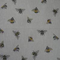12,60 EUR/m Stoff Canvas / Dekostoff Biene / Bienen / Imkern auf hellbeige Leinenoptik Bild 1