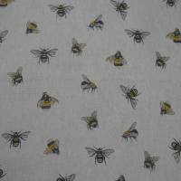 12,60 EUR/m Stoff Canvas / Dekostoff Biene / Bienen / Imkern auf hellbeige Leinenoptik Bild 4