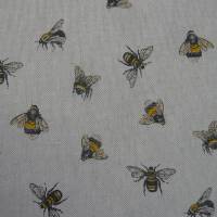 12,60 EUR/m Stoff Canvas / Dekostoff Biene / Bienen / Imkern auf hellbeige Leinenoptik Bild 5