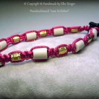 EM-Keramik Halsband in Pink mit eingearbeiteten Goldfaden Bild 1