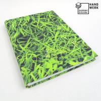 Notizbuch, Gras grün, DIN A5, 100 Blatt Fadenheftung Recyclingpapier, handgefertigt
