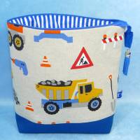 Kulturbeutel für Kinder mit Baustellenfahrzeugen | Windeltasche | Waschtasche für unterwegs Bild 4