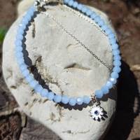Jade Armband mit Sterling Silber Kette und Blume Bild 2