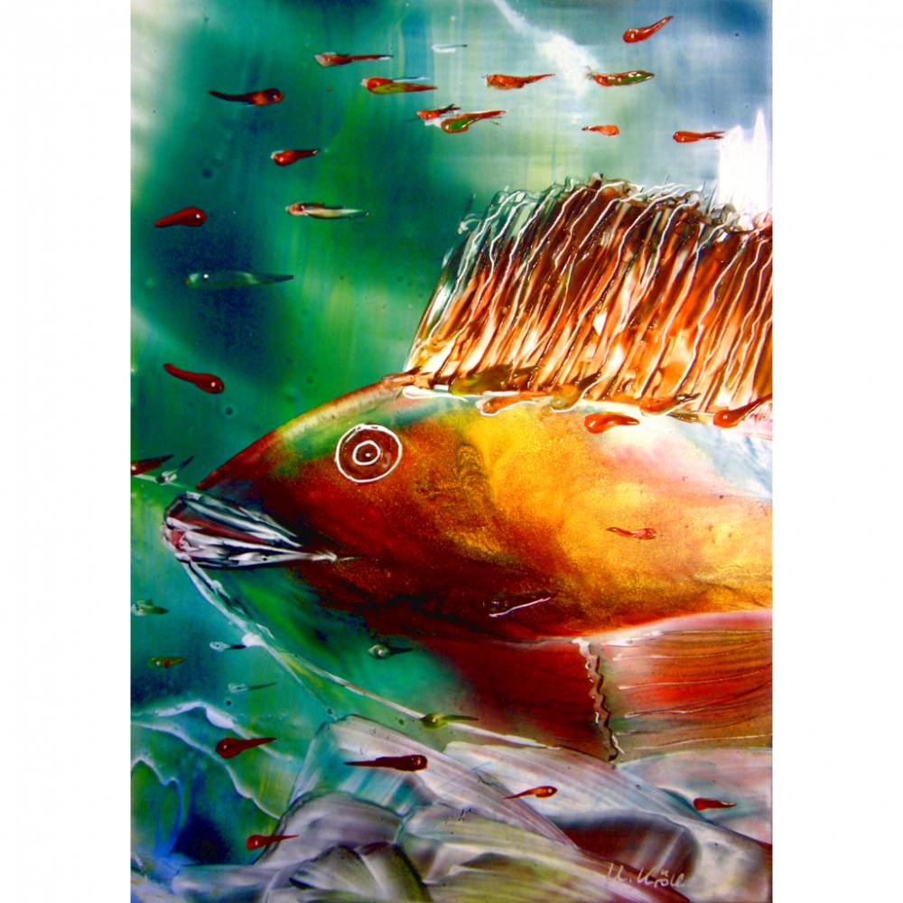 Kunst–Postkarte - „Fischkinder“ Bild 1