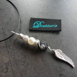 Engelsrufer auf DRAHTORIA - Art Perlen Anhänger Flügel aus Edelstahl Engel Strass Schutzengel Engelrufer Bild 1