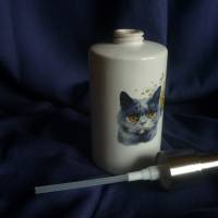 Seifenspender mit Katze,Kartäuserkatze grau Bild 6