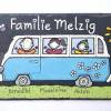 Schieferschild Familie personalisiert, Türschild Schiefer Bus handbemalt, Familienschild individuell, Namensschild Bild 1