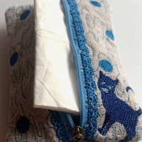 Leinen - TaTüTa - Taschentücher-Tasche für herkömmliche Papiertaschentücher - Tissue Box mit Katzenmotiv Bild 3