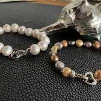 Traumhaftes Perlenarmband mit Echt Silber Herz-Verschluss,Echtes Perlenarmband Multi-Color,Handgefertigtes Perlenarmband Bild 3
