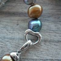 Traumhaftes Perlenarmband mit Echt Silber Herz-Verschluss,Echtes Perlenarmband Multi-Color,Handgefertigtes Perlenarmband Bild 4