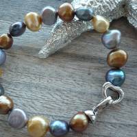 Traumhaftes Perlenarmband mit Echt Silber Herz-Verschluss,Echtes Perlenarmband Multi-Color,Handgefertigtes Perlenarmband Bild 7