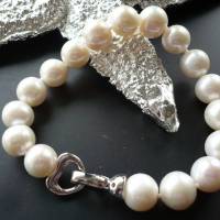 Traumhaftes Perlenarmband mit Echt Silber Herz-Verschluss,Echtes Perlenarmband Multi-Color,Handgefertigtes Perlenarmband Bild 8