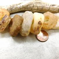 7 antike Quarz-Scheiben aus der Sahara -  große rustikale Steinräder 17-19mm - konisch von Hand gebohrt - Sahara Steine Bild 5