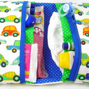Windeltasche, Wickeltasche für Baby unterwegs, Universaltasche *bunte Autos* Bild 1