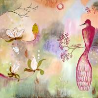 "Sommerblumen" 70 x 100 cm Acrylbild Bild 1