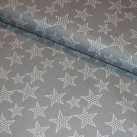 11,10 EUR/m Stoff Baumwolle Sterne weiß auf grau Bild 1