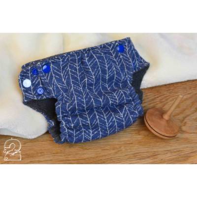 Abhaltewindel aus Wolle, Routa blau/ grau