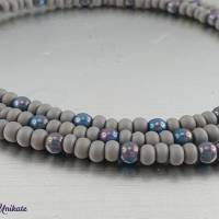 Brillenkette  / Maskenkette / Kette mit zauberhaften türkisen Perlen und grauen böhmischen Rocailles Perlen Bild 3