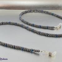 Brillenkette  / Maskenkette / Kette mit zauberhaften türkisen Perlen und grauen böhmischen Rocailles Perlen Bild 4