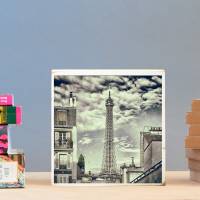 Paris, Eiffelturm, Stadtansichten, Foto auf Holz 22x22 cm, handmade Bild 1