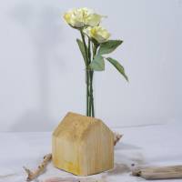 Vase aus Holz, Reagenzglas, DIY, Haus, Altholz, Tischdeko, Wohndeko, Blumenvase, Vase in Hausoptik Bild 5