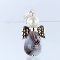 Engel Achat und weißer Perle große Schluppe, Schutzengel, Engelanhänger Bild 5