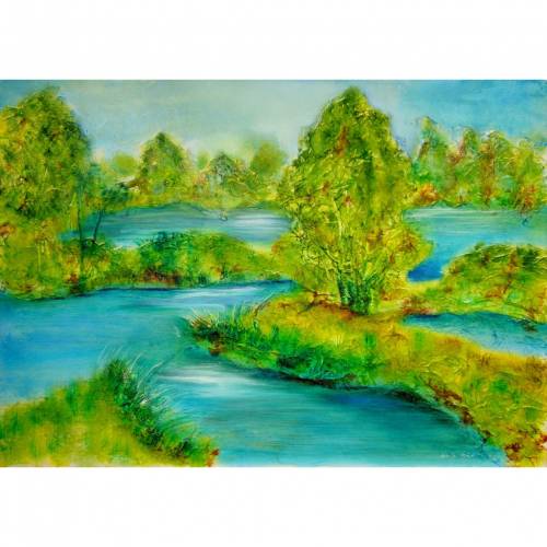 Kunst–Postkarte - „Flusslandschaft“