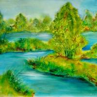 Kunst–Postkarte - „Flusslandschaft“ Bild 1