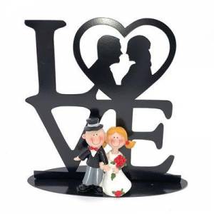 Metallschriftzug LOVE mit Hochzeitspaar 17,8cm x 18,7cm Bild 1