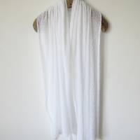 Weiße gestrickte Braut-Stola aus Baumwolle-Kaschmir, zarter Brautschal, Umschlagtuch für die Hochzeit, Sommerschal Bild 10