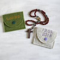 Bestickte Rosenkranztasche aus Filz *Motiv Kreuz mit Umrandung *individuell angefertigt Bild 5