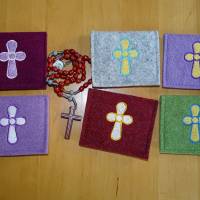 Bestickte Rosenkranztasche aus Filz *Motiv Kreuz mit Umrandung *individuell angefertigt Bild 6