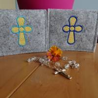 Bestickte Rosenkranztasche aus Filz *Motiv Kreuz mit Umrandung *individuell angefertigt Bild 7