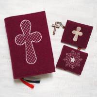 Bestickte Rosenkranztasche aus Filz *Motiv Kreuz mit Umrandung *individuell angefertigt Bild 8