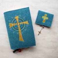Bestickte Rosenkranztasche aus Filz *Motiv Kreuz mit Umrandung *individuell angefertigt Bild 9