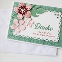 Muttertagskarte Danke für all das.... 3 D Karte mit Blüten und Strass Klappkarte Doppelkarte Bild 2