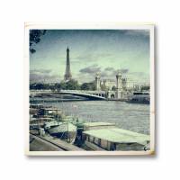 Paris , Eiffelturm, Seine, Foto auf Holz 22x22 cm, handmade Bild 2