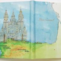 Pilgerbuch Buen Camino, Santiago de Compostela, Notizbuch, DIN A5, fadengeheftet, handgefertigt Bild 1