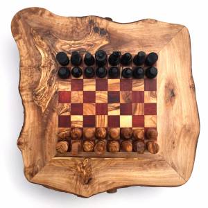 Schachspiel rustikal, Schachtisch Gr. M inkl. Schachfiguren, handgefertigt aus Olivenholz, Geschenk. Bild 4