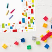 A2 Schreibtischunterlage Legosteine Bausteine bunt Bild 6