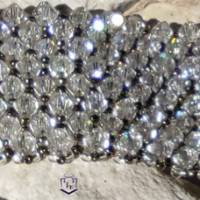 Funkelndes breites Armband handgefertigt mit hunderten von Austrian Crystal Kristallen und Miyuki Rocailles Bild 4
