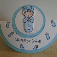 Schaukelkarte /Glückwunschkarte zur Geburt/Junge /Babykarte /Geburtskarte /Baby /Blau Bild 1