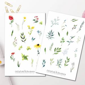 Natur Garten Sticker Set | Florale Aufkleber | Journal Sticker | Planer Sticker | Sticker Pflanzen | Sticker Blumen, bun Bild 1