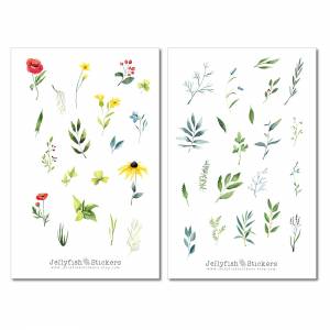 Natur Garten Sticker Set | Florale Aufkleber | Journal Sticker | Planer Sticker | Sticker Pflanzen | Sticker Blumen, bun Bild 2
